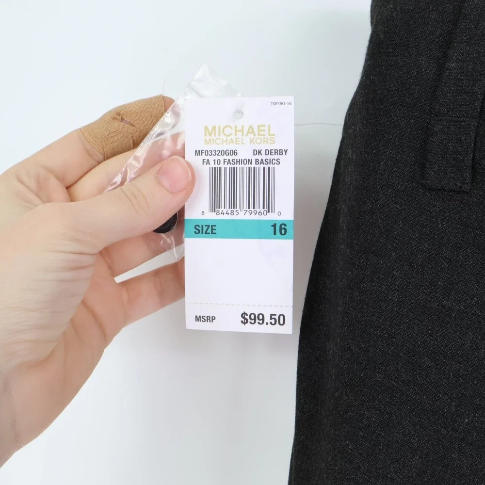 Michael Kors Dress Pants Womens Sz 16 Gray Pleated Front Zipped‎ Pockets NWT $99